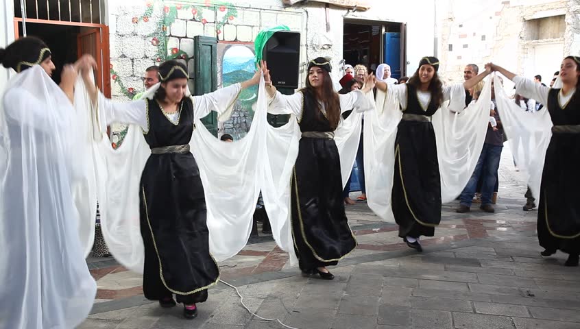 ISFIYA, ISRAEL - OCTOBER 01: Upbeat Modern Druze Females Dance Dabke ...