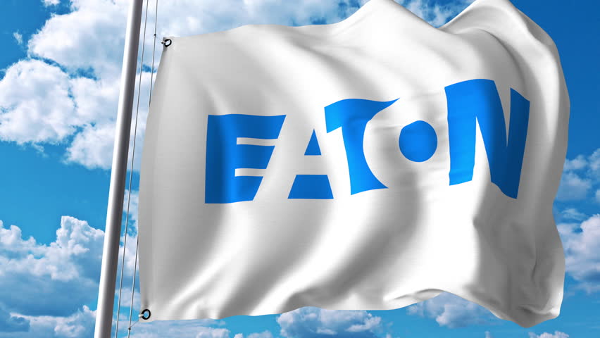 Waving Flag With Eaton Corporation Stock Footage Video 100