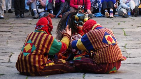Bumthang, Bhutan - March, 2016: Tamshing Phala Chhoupa festival, Tamshing Monastery, nr Jakar