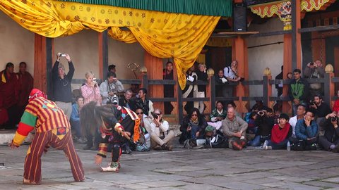 Bumthang, Bhutan - March, 2016: Tamshing Phala Chhoupa festival, Tamshing Monastery, nr Jakar