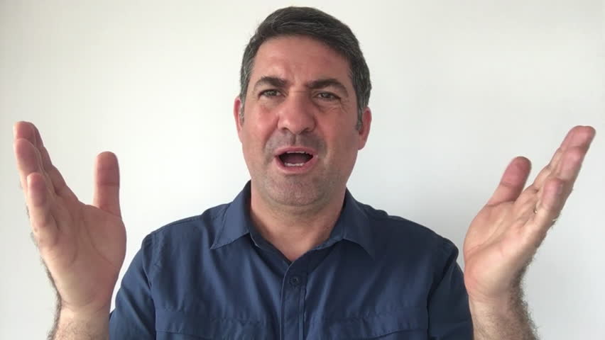 Italian Man Demonstrate I Am Watching You Of Italian Hand