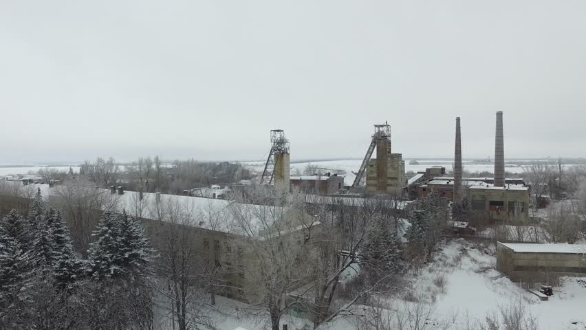 Coal Mine In Winter, Donbass. Donetsk Region, Ukraine. Full HD Stock ...