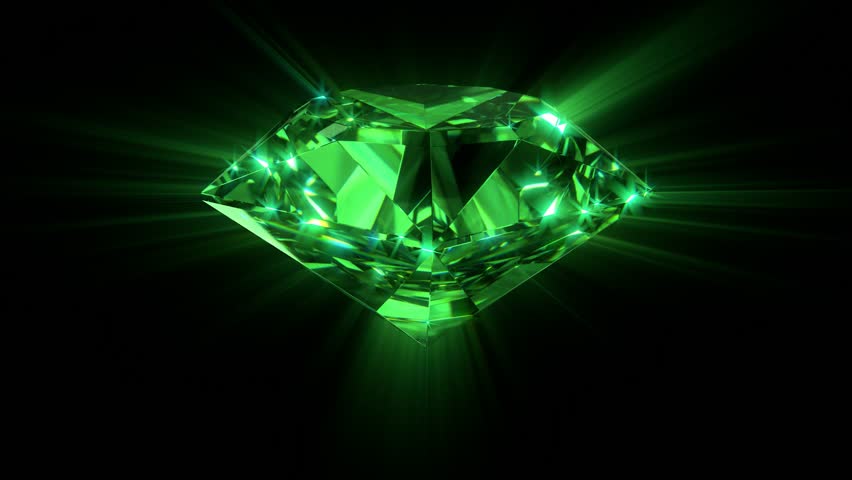 Green Spinning Shiny Diamond - Diamond 03 (HD) -… - Royalty Free Video