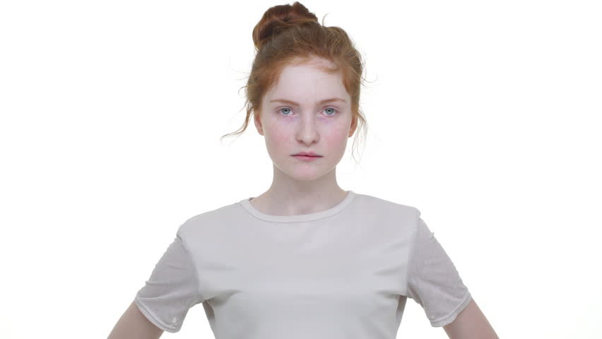 Severe Young Woman With Tied Stockvideos Filmmaterial 100