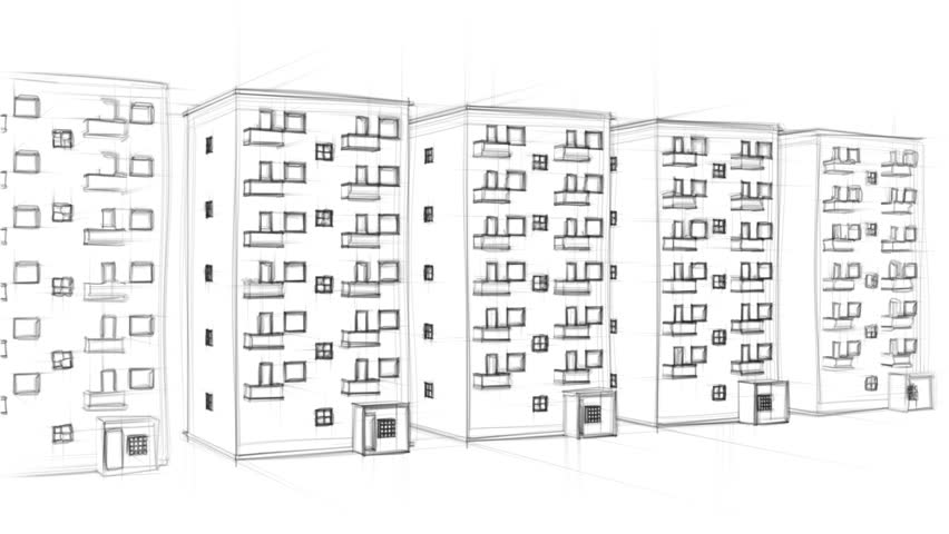 Apartment Building Drawing animated drawing of an apartment block (full hd) stock footage Apartment Building Drawing animated drawing of an apartment block (full hd) stock footage
