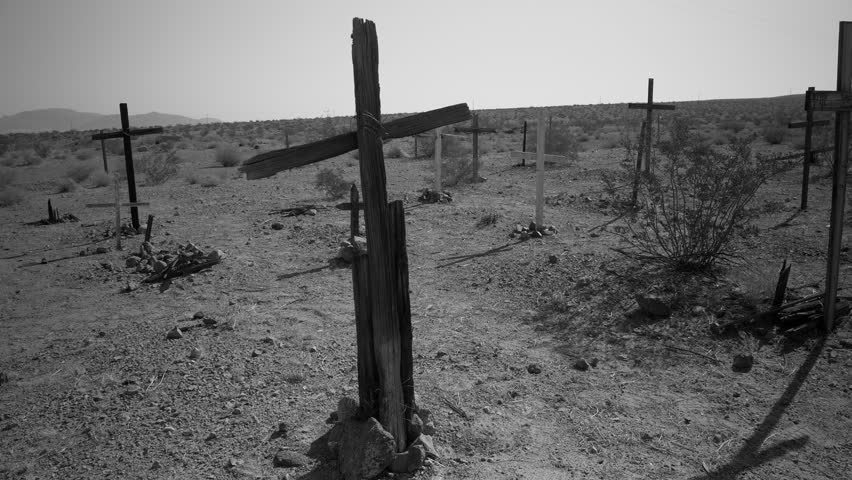 Very Old Western Cemetery 4k Stock Footage 100 Royalty Very Old Western Cemetery 4k Black And White Lwide Lock Off Shot Of Simple Wooden Crosses In A Desert 10 Bit 4 2