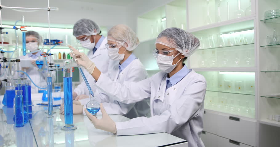 Team Scientists Researchers Talk Laboratory People Discussing Lab ...