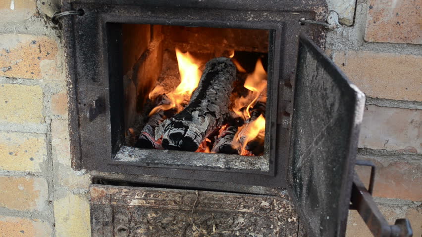 Firewood Wood Burn Fire Retro Old Rusty Rural Kitchen Brick Stove