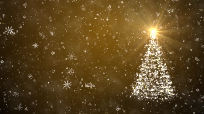 Snow Scene With Glowing Baubles On A Christmas Tree - Animated Abstract ...