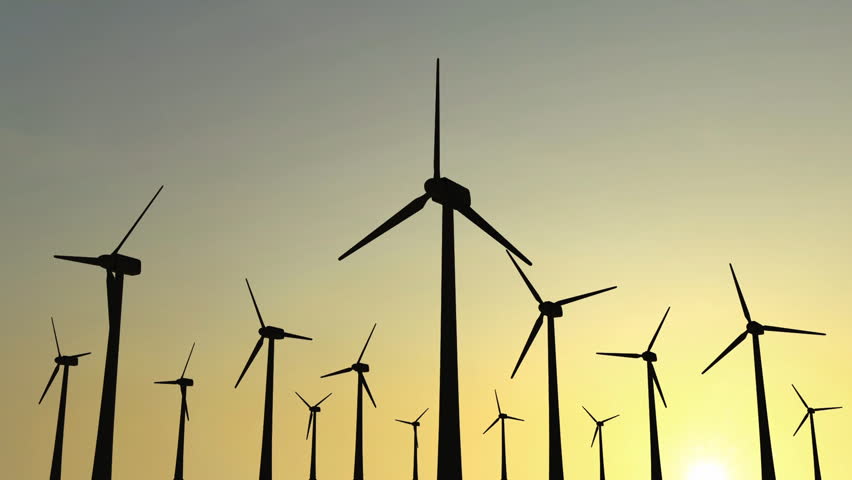 Animation of Modern Wind Turbines Stock Footage Video (100% Royalty