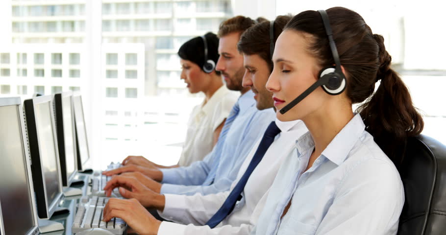 Smiling Call Centre Agents Working With Headset Stock Footage Video ...