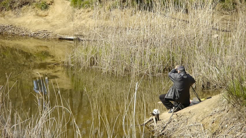 Fisherman Fishing By the Lake.river Stock Footage Video ...