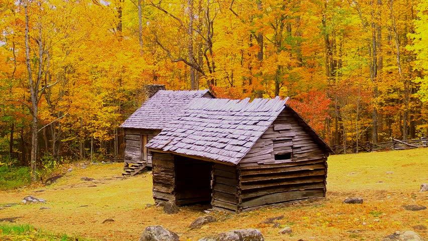 Hd00 21two Historic Cabins Set In Autumn In The Appalachian