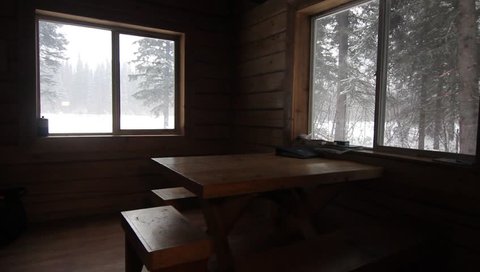 Wood Winter Snow Trees Cabin Stock Footage Video 100