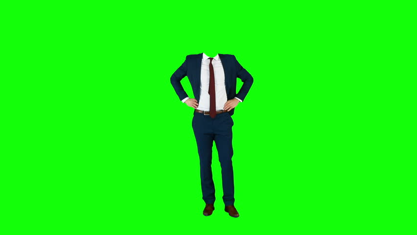 Headless Businessman Gesturing To Camera On Green Screen Background ...