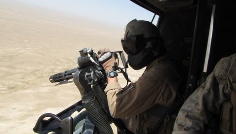 Helicopter Door Gunner Looks For Stock Footage Video 100 Royalty