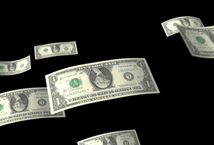 Money Flow (U.S. Dollars) Seamless Loop With Alpha Matte Stock Footage ...