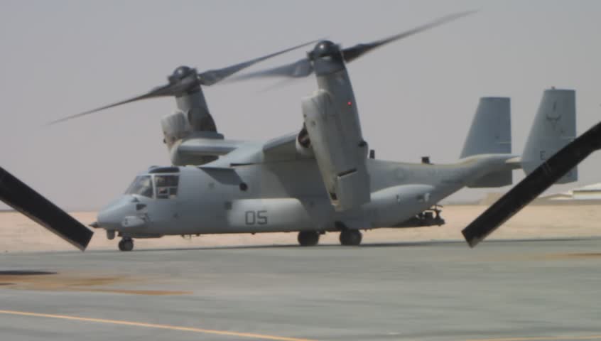 Download Stock video of us marine v-22 osprey helicopter taxis ...