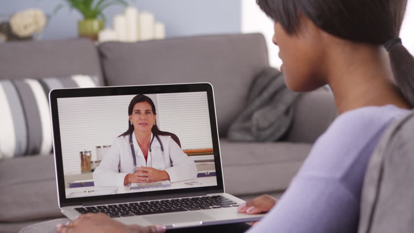 Patient Using Laptop To Talk To Doctor Stock Footage Video ...