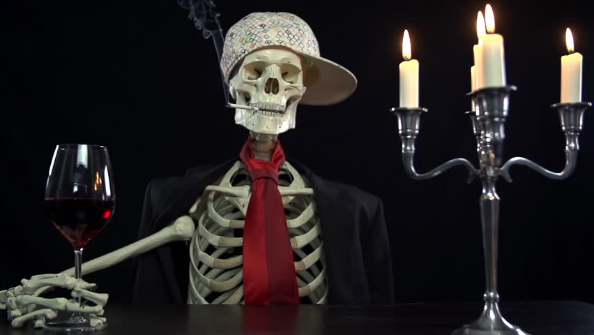 Image result for skeletons sitting at a table