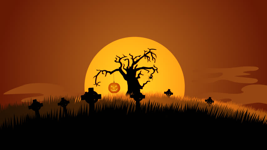 01597 a creepy graveyard halloween background scene with graves evil pumpkins spider and spooky - Halloween Background Video 01597 a creepy graveyard halloween background scene with graves evil pumpkins spider and spooky - Halloween Background Video