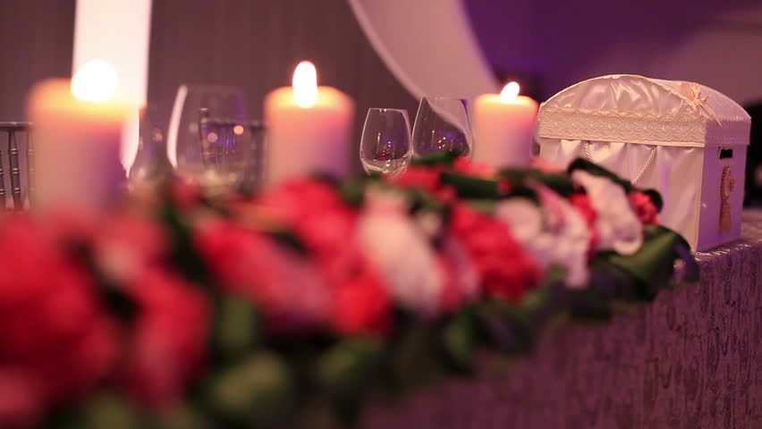 Candlelight Wedding Dinner Table Setting Stock Footage Video