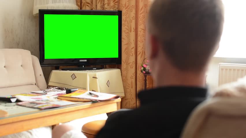 Man Watches Tv Television Green Stock Footage Video 100 Man Watches Tv Television Green Screen Living Room