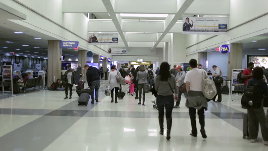 Nov 15 2014 People Travelers Walking At Airport In Lax Interior