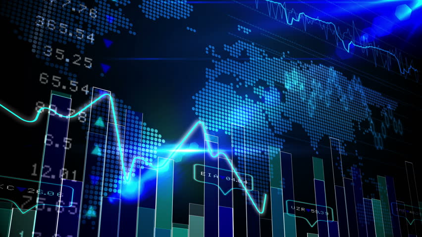 Digital Animation Of Blue Stocks And Shares Technology ...