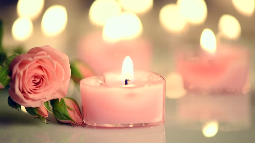 Pink Roses And Candles For Spa Stock Footage Video 5826062