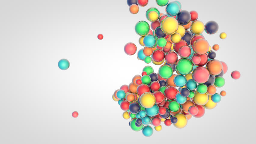 Explosion Of Small Glossy Colorful 3d Balls With Slow Motion Effect On ...