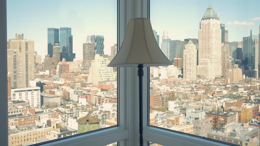 High Rise Apartment Inside amazing view of high rise apartment loft at night. urban city High Rise Apartment Inside amazing view of high rise apartment loft at night. urban city